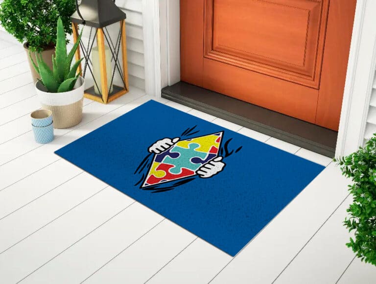 Tapete De Porta Capacho Divertido Herói Autismo
