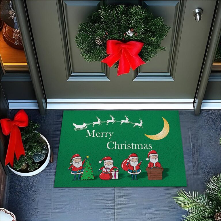 Tapete De Porta Capacho Divertido Merry Christmas Vários Papais Noéis