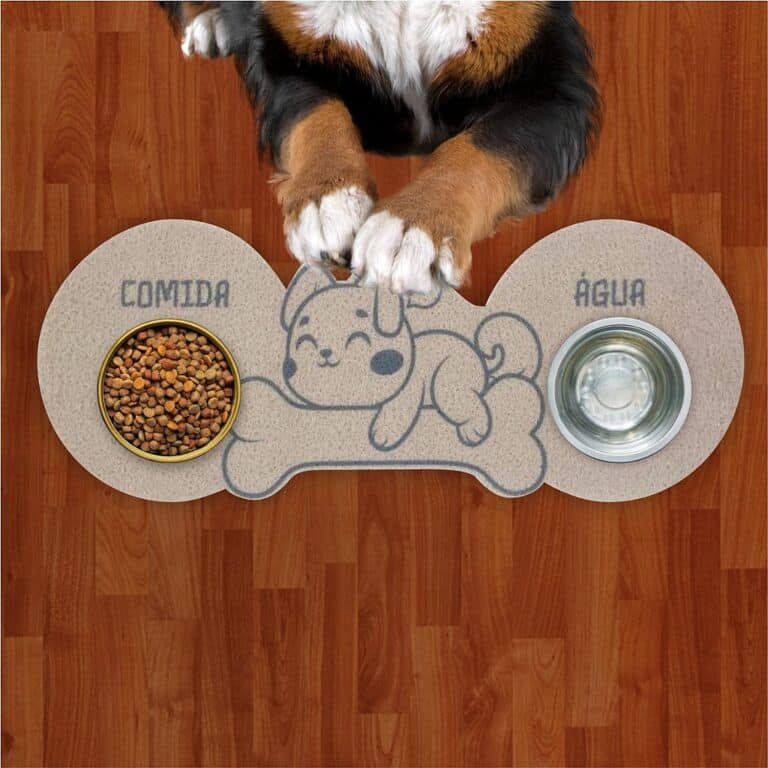 Tapete Capacho Jogo Americano para Comedouro e Bebedouro Água e Comida 3d Dog Prata