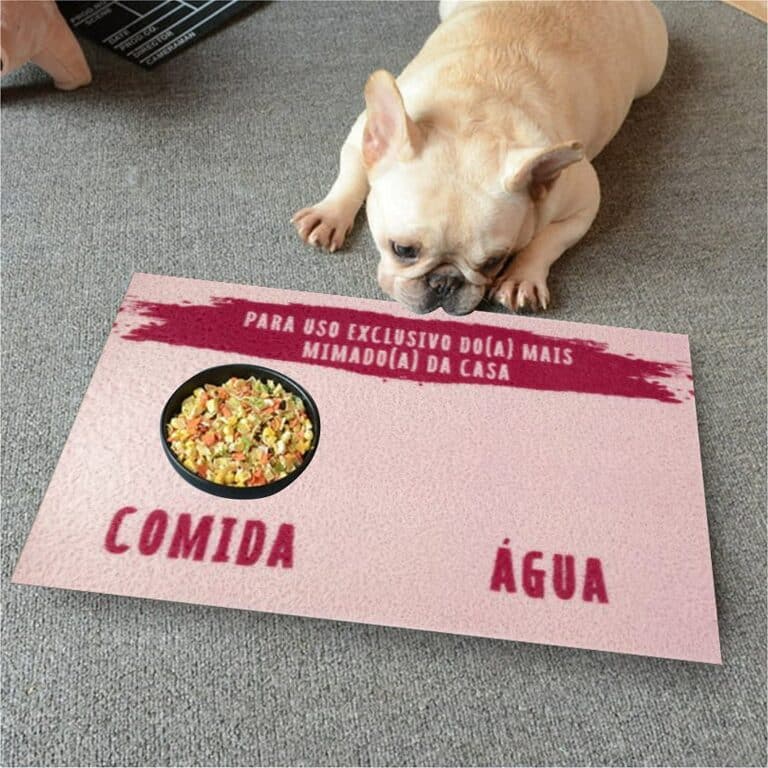 Tapete Capacho Jogo Americano para Comedouro e Bebedouro + Mimado Rosa Bebe Com Pink