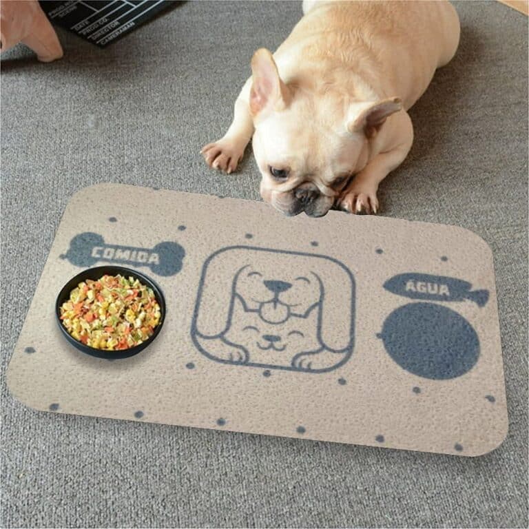 Tapete Capacho Jogo Americano para Comedouro e Bebedouro Catdog Prata Com Azul Claro