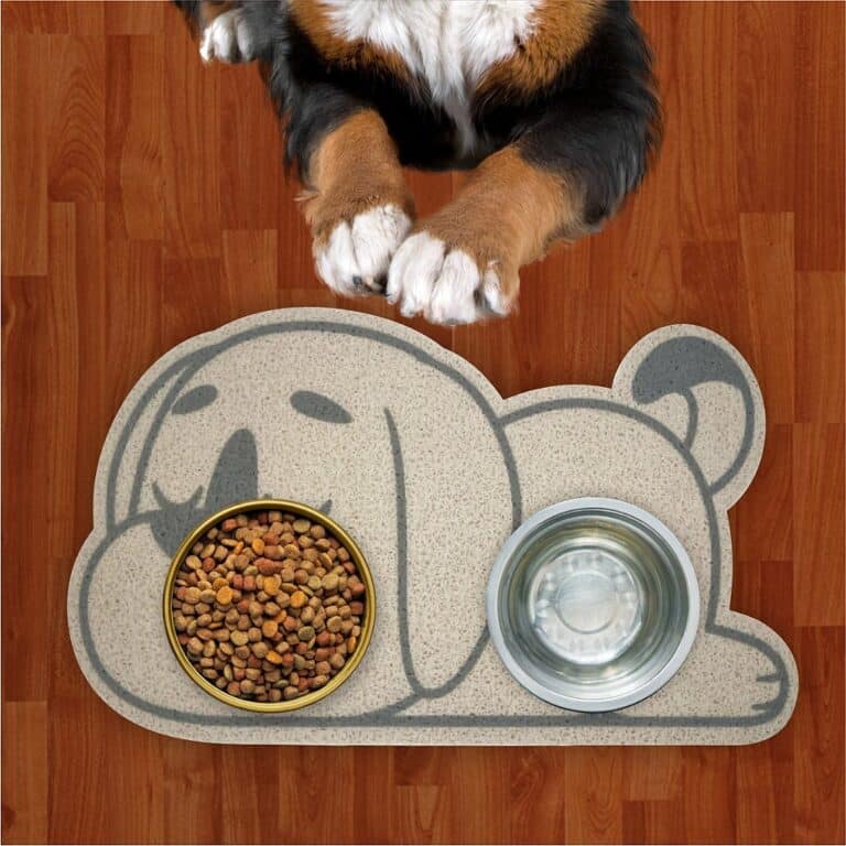 Tapete Capacho Jogo Americano para Comedouro e Bebedouro Água e Comida 3D SleepDog Prata Com Grafite