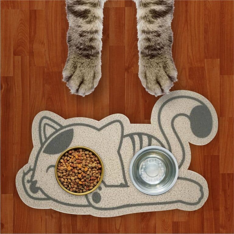 Tapete Capacho Jogo Americano para Comedouro e Bebedouro Água e Comida 3D SleepCat Cinza Com Grafite