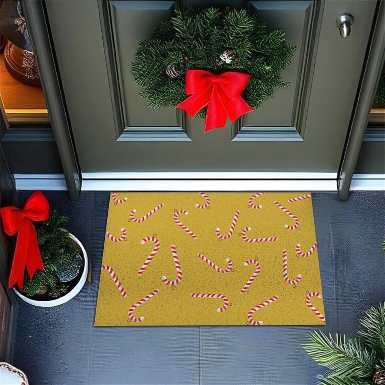 Tapete De Porta Capacho Divertido Natal Minimalista Pirulito Bengala