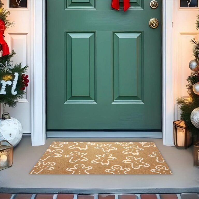 Tapete De Porta Capacho Divertido Biscoito De Natal Branco