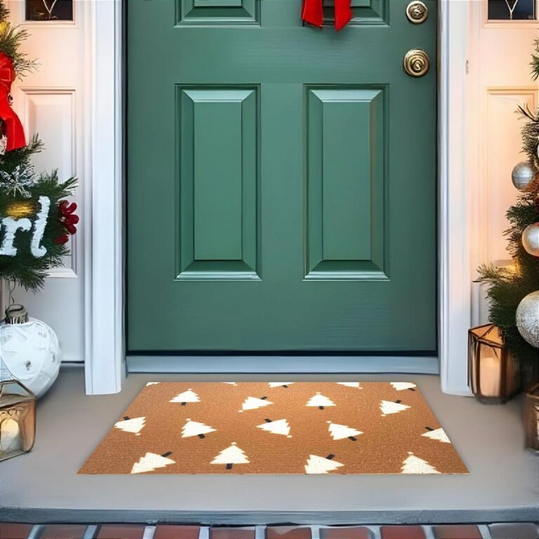 Tapete De Porta Capacho Divertido Minimalista Arvore De Natal Branco E Preto