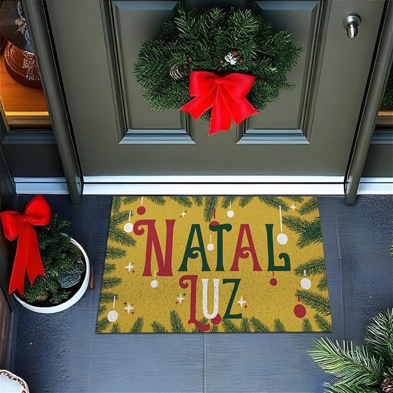 Tapete De Porta Capacho divertido Natal Luz