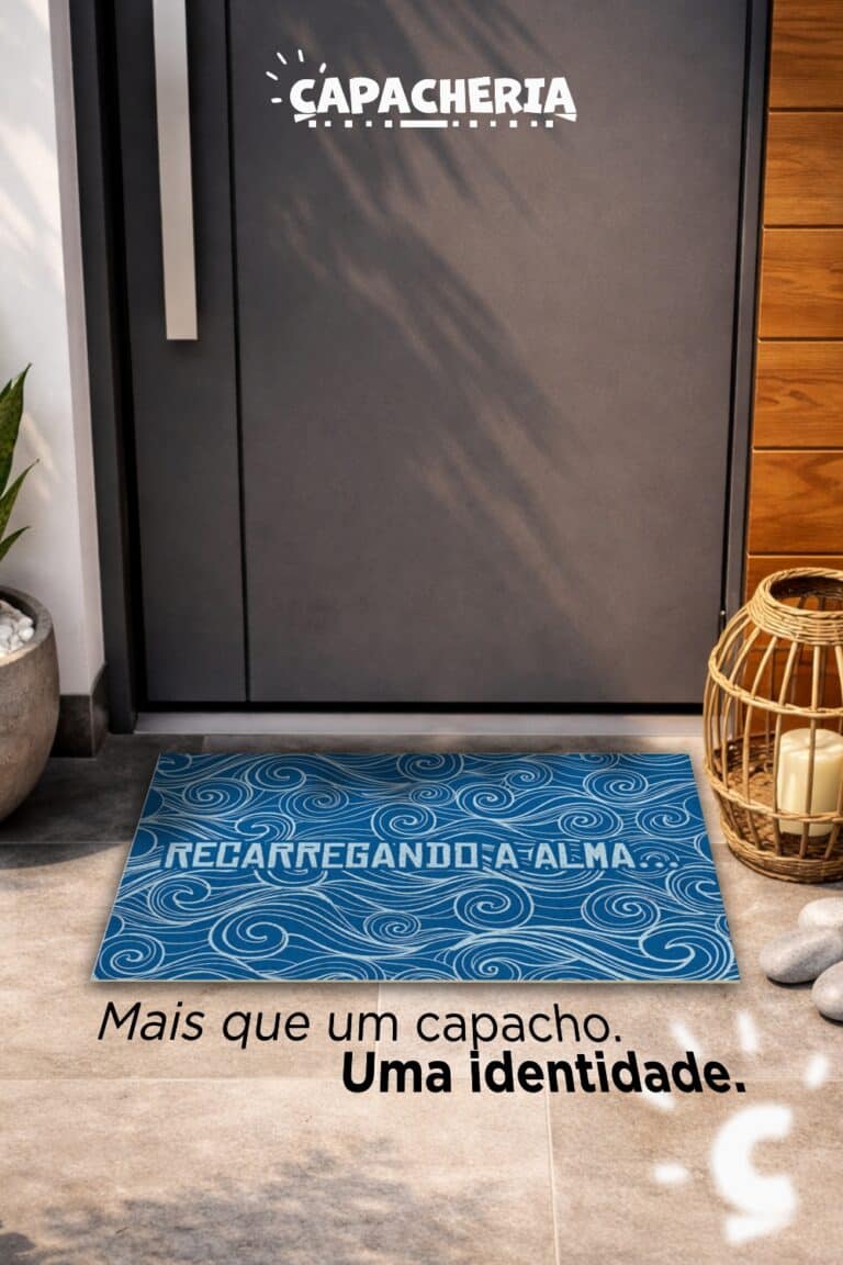 Tapete De Porta Capacho Divertido Antiderrapante 60x40 - Recarregando a alma – Estilo Mar