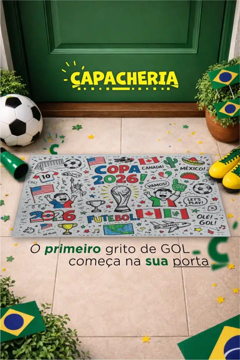 Tapete Capacho Copa 2026 Divertido Internacional – Antiderrapante Tema Futebol