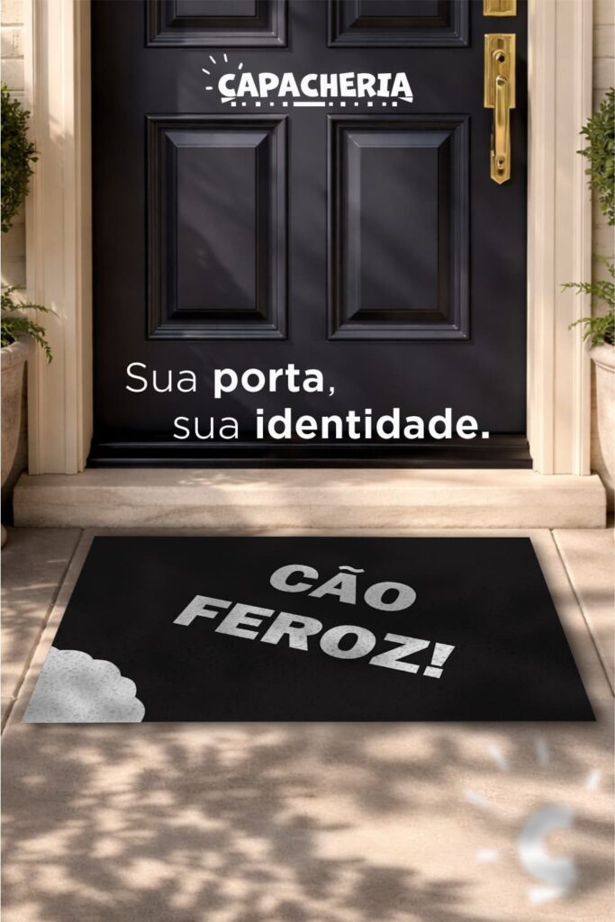 Tapete Capacho Divertido “Cão Feroz” Antiderrapante – Tapete de Entrada Engraçado e Criativo