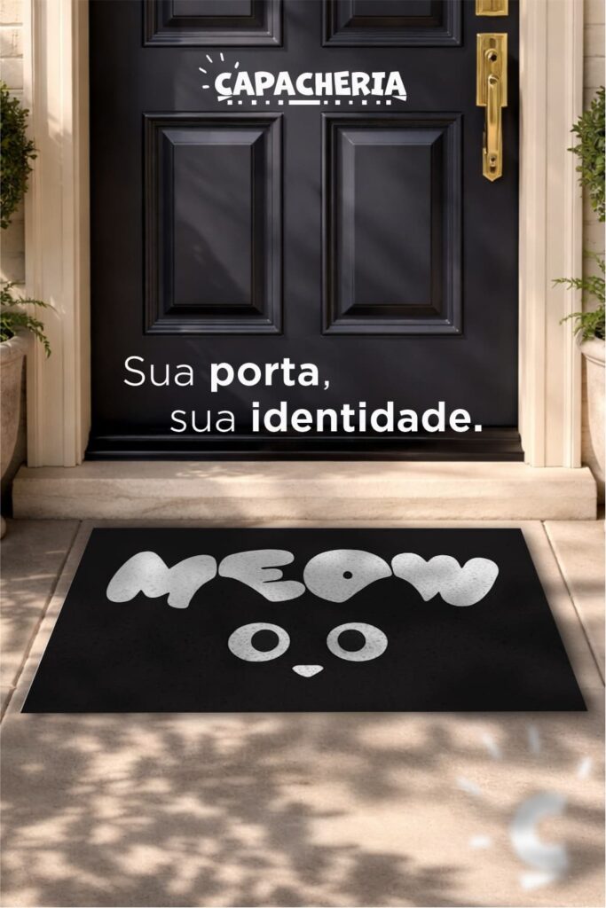 Tapete Capacho Meow Antiderrapante – Tapete de Entrada Divertido para Amantes de Gatos