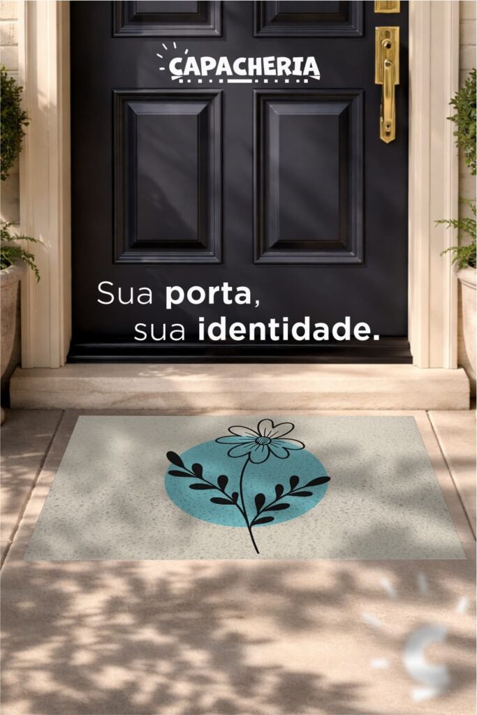 Tapete Capacho Floral Minimalista Antiderrapante – Tapete de Entrada Decorativo Elegante
